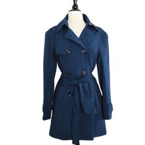 NWT Katia Fashion Navy Blue Button Front Trench Coat (M)
